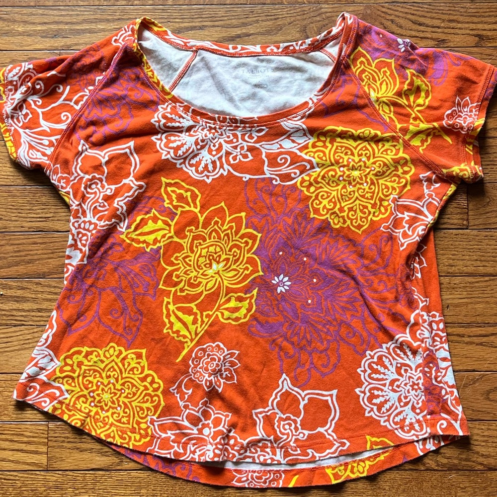 Talbots Petites Floral Short Sleeve Tee